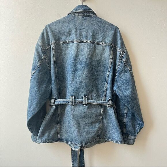 Free People x REVOLVE Womens Knotted Oversized Denim Jacket Size Large - Picture 7 of 8